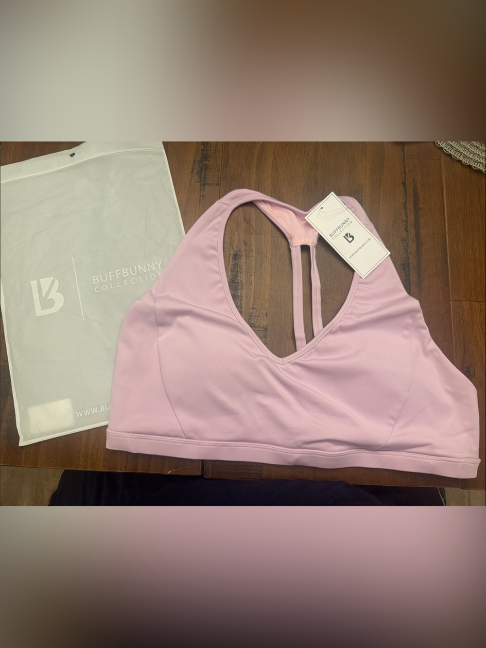 NWT Buff Bunny hybrid Sports Bra - XXXL - Quartz (light pink) unique detail